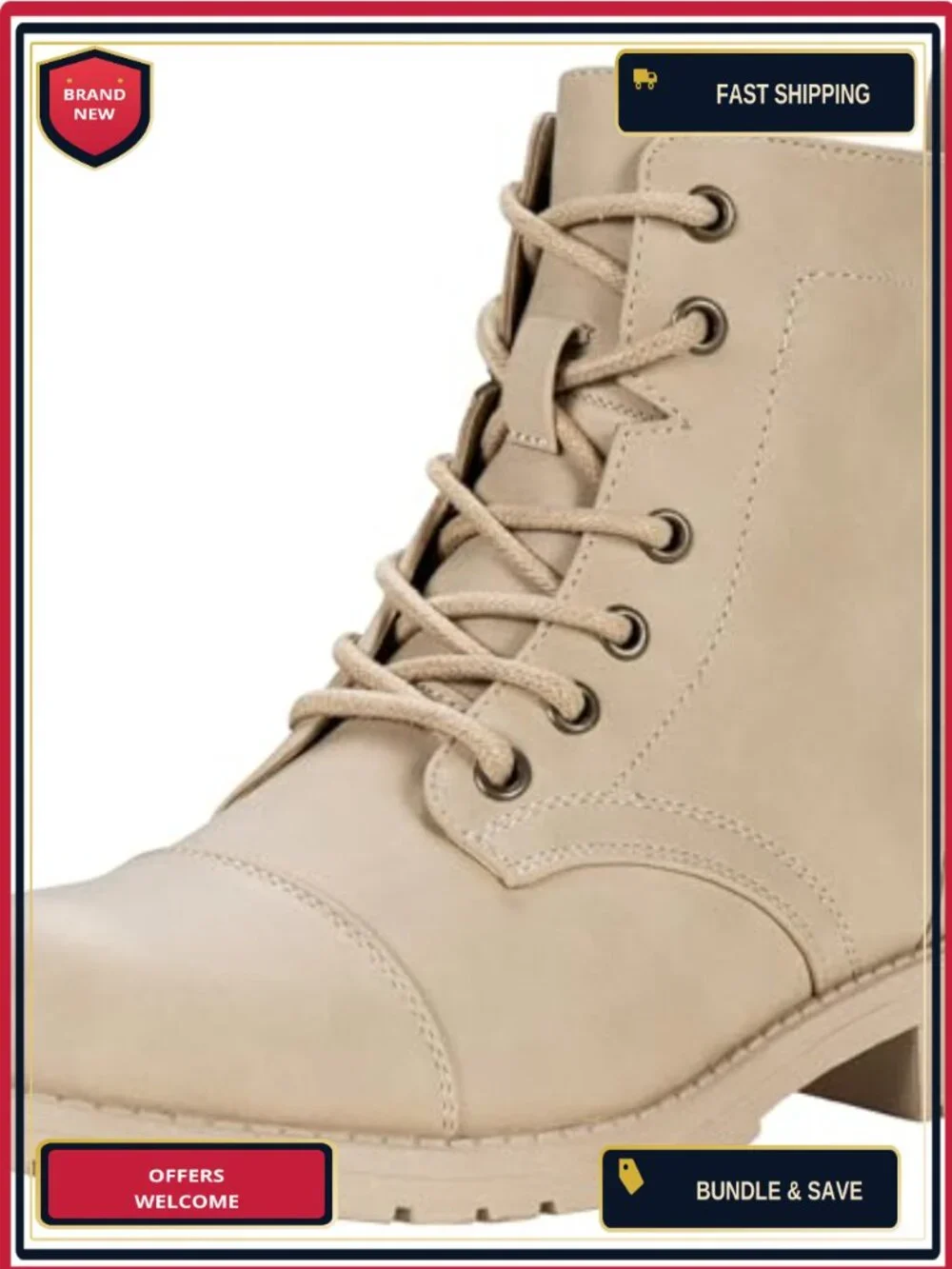 Faux Leather Lace Up Combat Ankle Boots